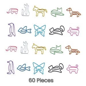 👣 4/$20.  Colorful Animal Shaped Paper Clips. 60 Pieces